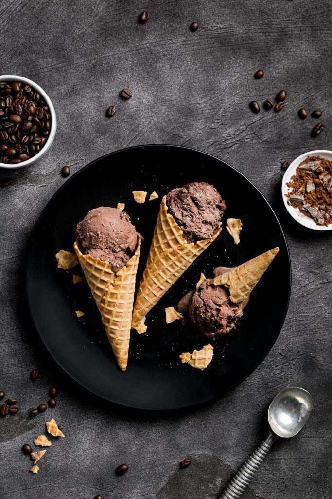 chocolate chip ice cream. Add some crumbs of the cone to match the main subject

(check out my ins@picoftasty for more lighting setup and camera setttings) 

*Keep track of my latest project, all things about food photography & food stylist here: 
- Instagram: https://www.instagram.com/picoftasty/ 
- Website: https://www.picoftasty.com/ 
- Email: picoftasty@gmail.com